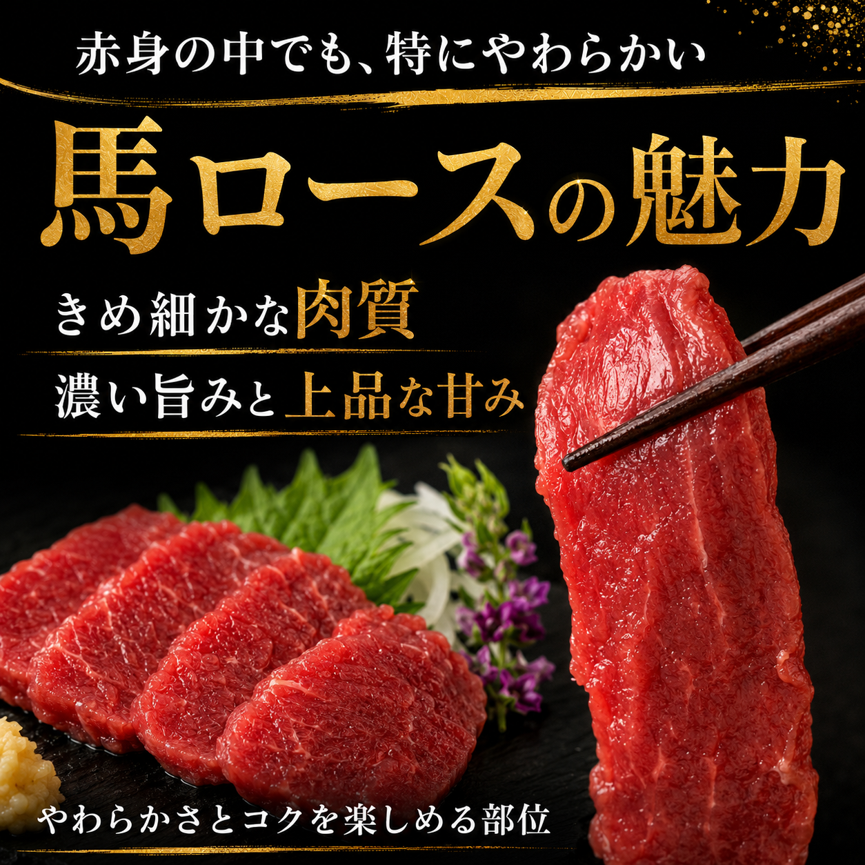 【きめ細かくしっとり濃厚】上質 馬ロース馬刺し 生食用 赤身馬刺し